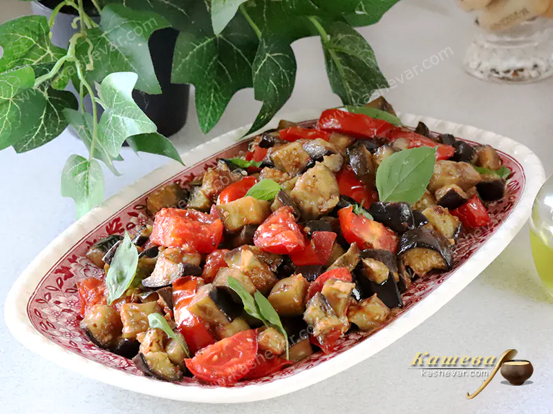 Fried eggplants with cherry tomatoes - recipe with photos, Italian cuisine