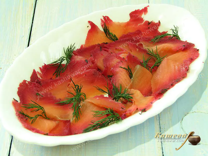 Beetroot gravlax (gravadlax) - recipe with photo, Swedish cuisine