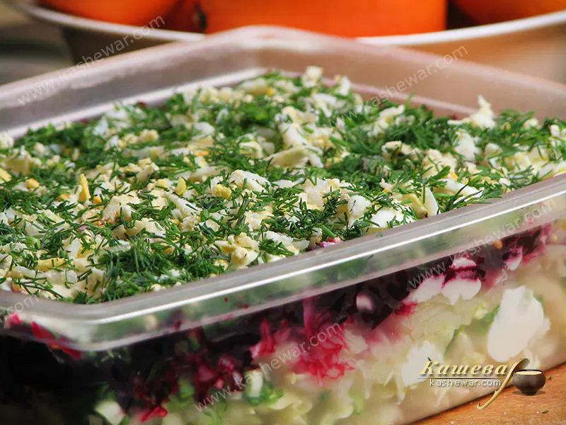 Salad "cabbage under a coat" – recipe with photo, salads