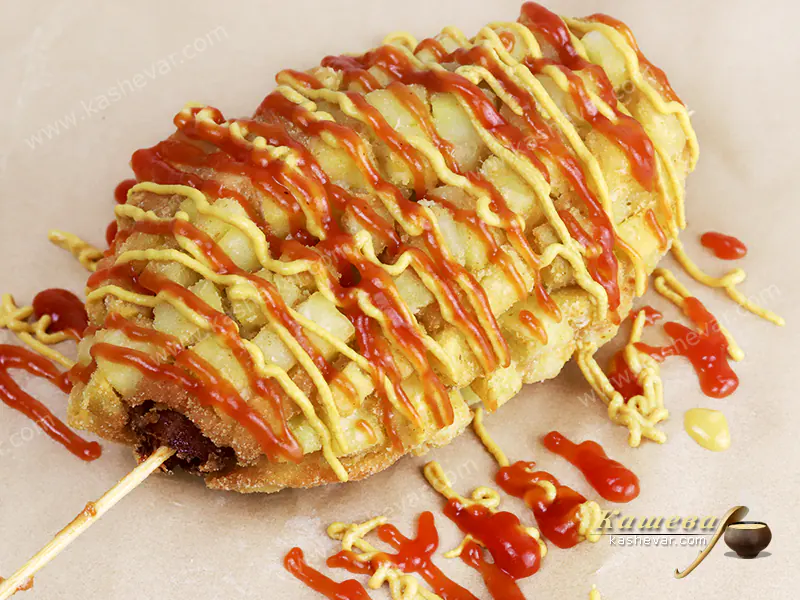 Hot dog and French fries on a stick - recipe with photos, Korean cuisine