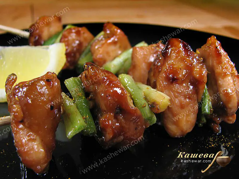Grilled chicken on skewers – recipe with photo, Japanese cuisine