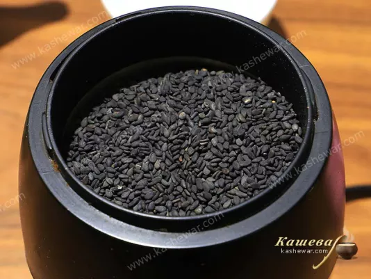 Black sesame seeds close-up