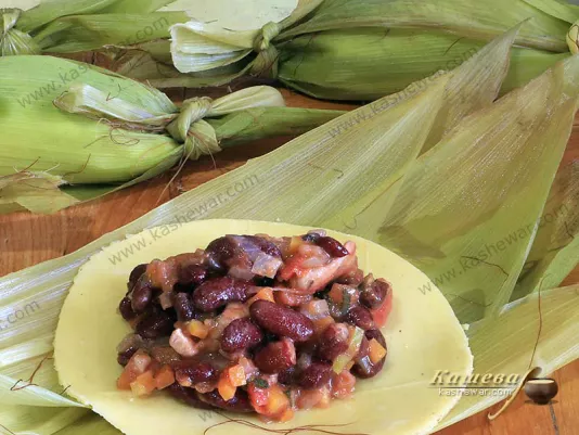 Fresh green corn husks