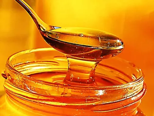 Natural flower honey in a jar