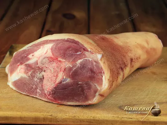 Pork knuckle on the kitchen table
