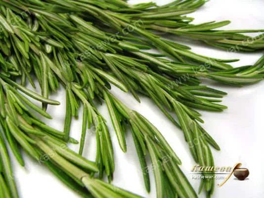 Rosemary sprigs on the kitchen table