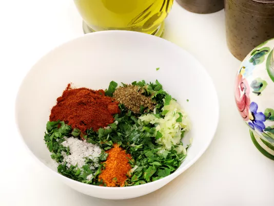 Preparing the Charmoula Sauce