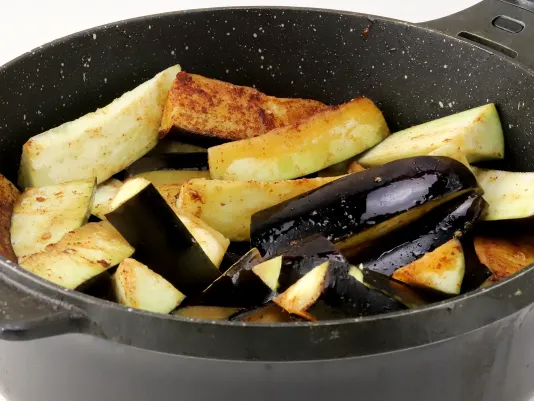 Frying the Eggplants