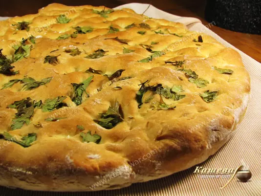 Mixed herbs semolina focaccia - recipe with photo, Italian cuisine