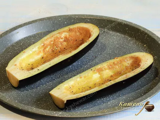 Eggplant on a baking sheet