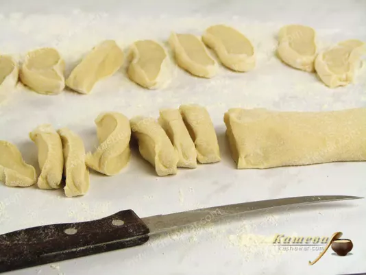 Sliced dough for pancakes