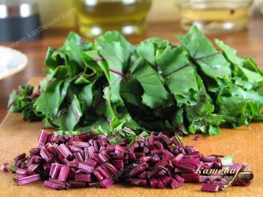 Chopped beet leaves