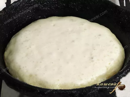 Pancakes in a frying pan