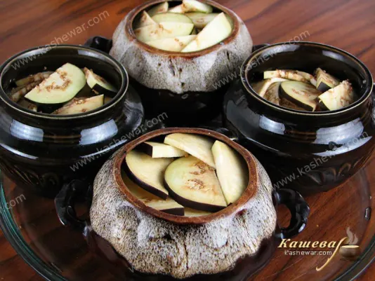 Products packed in a cauldron