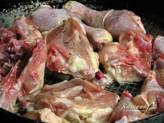 Chicken cut into pieces