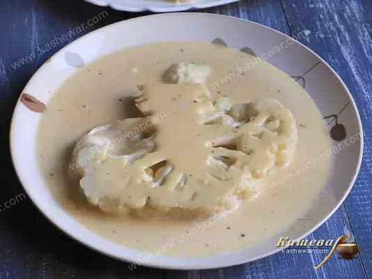 Cauliflower in batter before frying