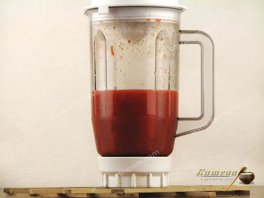 Grind the peppers in a food processor