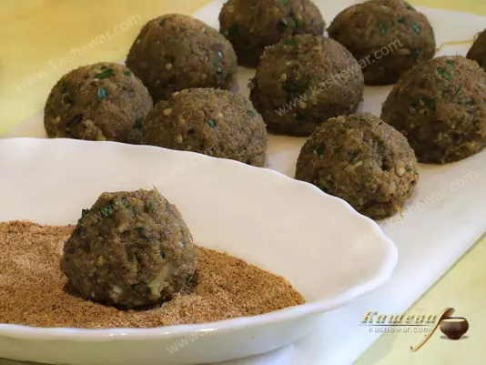 Eggplant balls in breadcrumbs