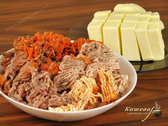 Minced ingredients are mixed with softened butter