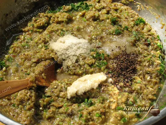 Chopping onions and zucchini for caviar