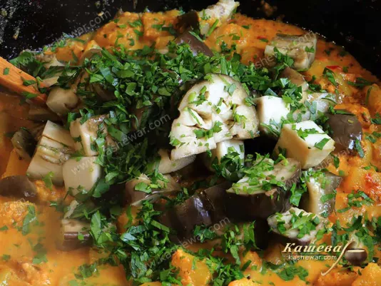 Potatoes, eggplant and cilantro