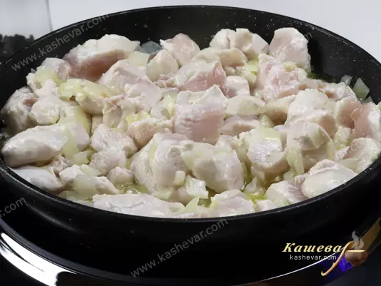 Chicken fillet in a frying pan