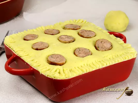 Potato pie with sausages