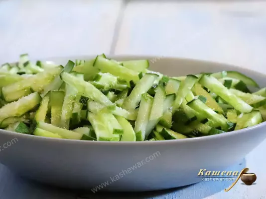 Cucumbers cut into strips