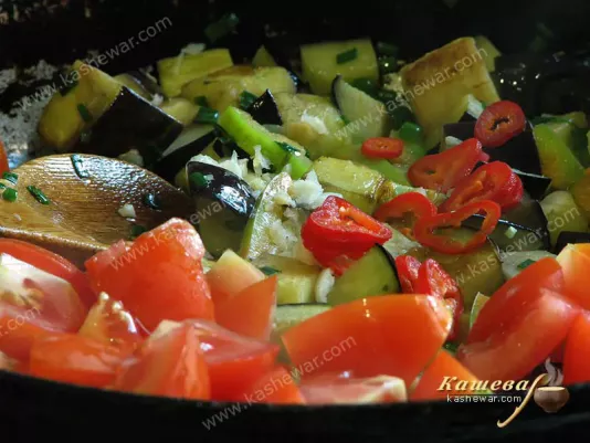 Eggplant and tomatoes