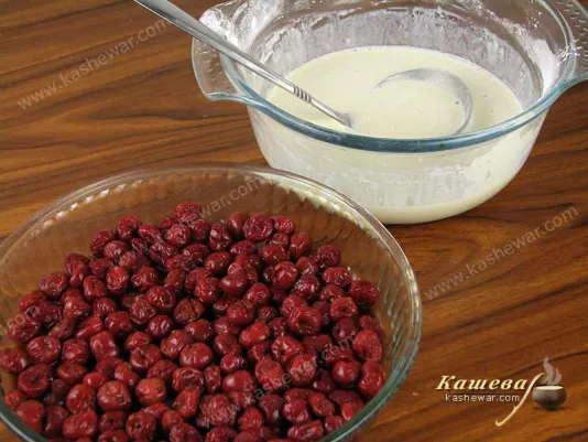 Wash cherries and remove pits