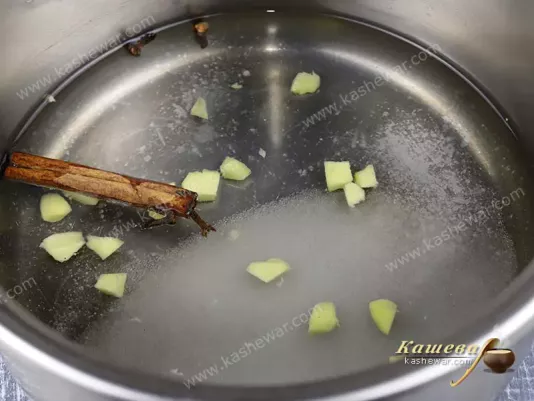 Spices in water and sugar