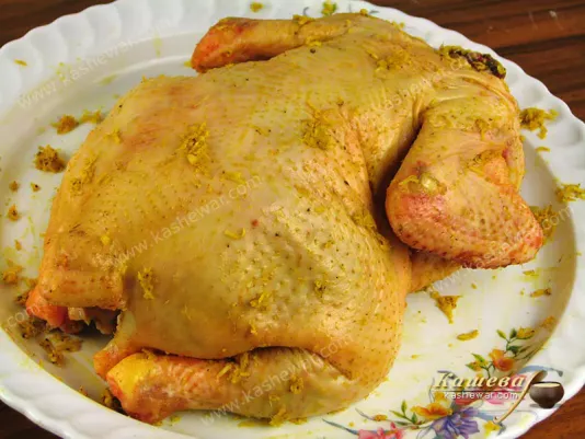 Chicken rubbed with spices
