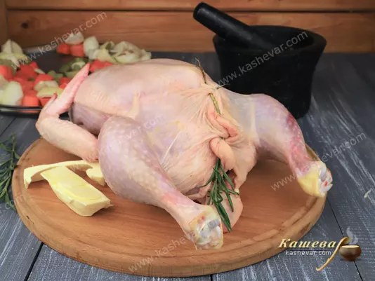 Chicken stuffed with tangerines