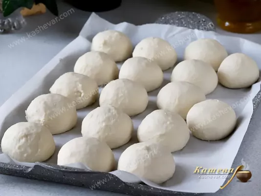 The dough is divided into pieces