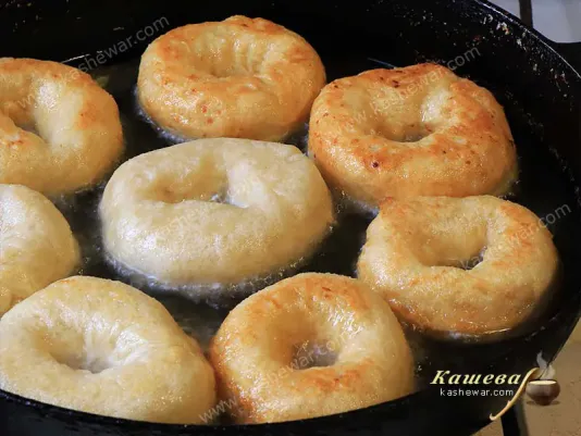 Donuts in a frying pan
