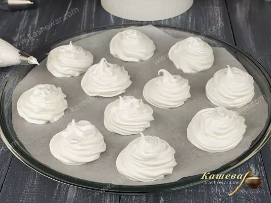Meringue before baking