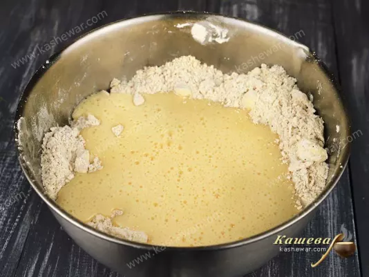 Dough with beaten eggs