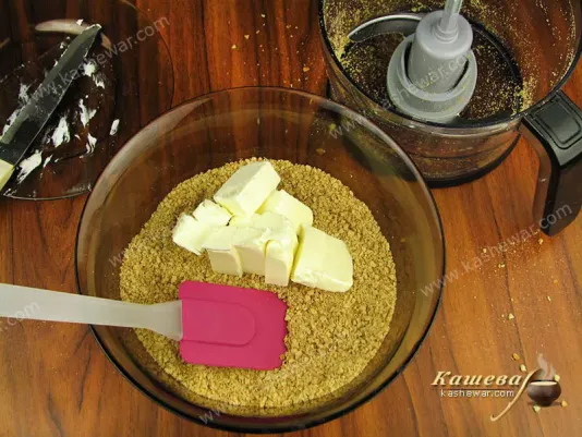 Mixing cookies with butter