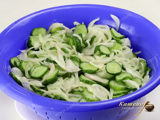 Pickled cucumbers and onions