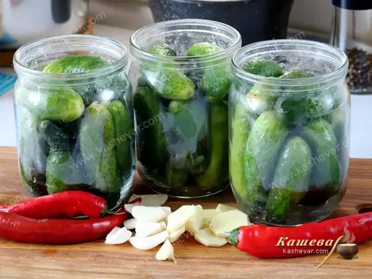Pickled cucumbers and spices