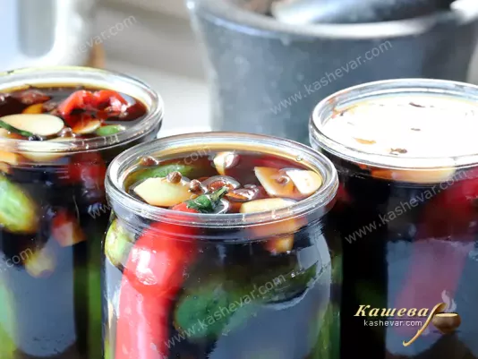 Cucumbers marinated in soy sauce