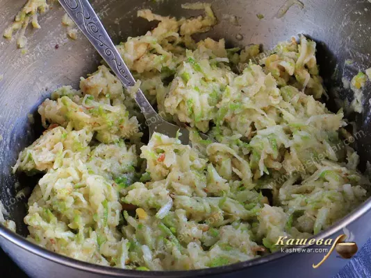Zucchini and apple pancake dough
