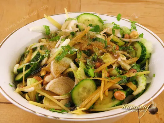 Combination of vegetables with soy sauce