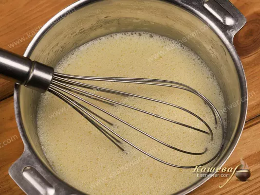 Mix of eggs, milk and butter