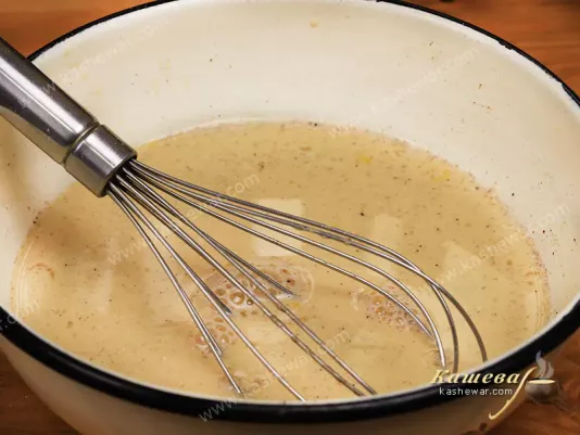 Yeast diluted in milk with spices