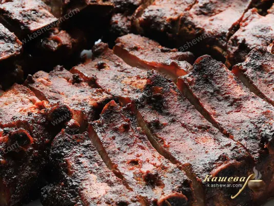 Pork ribs in barbecue sauce
