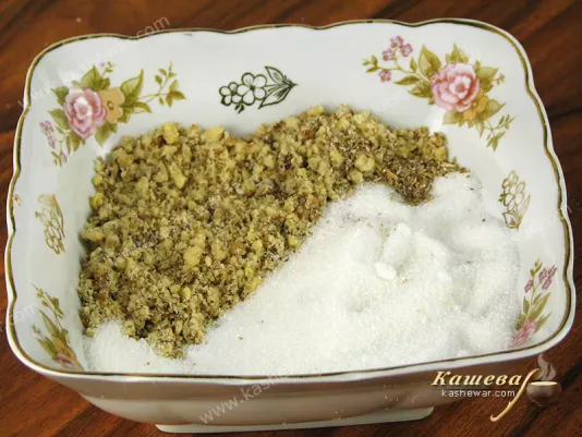 Crushed nuts mixed with sugar and spices