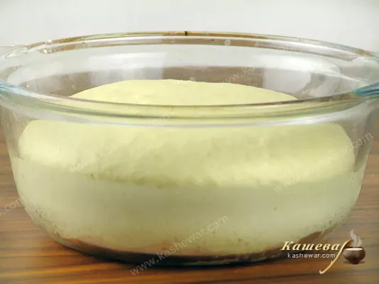 Cover the dough with cling film and keep warm
