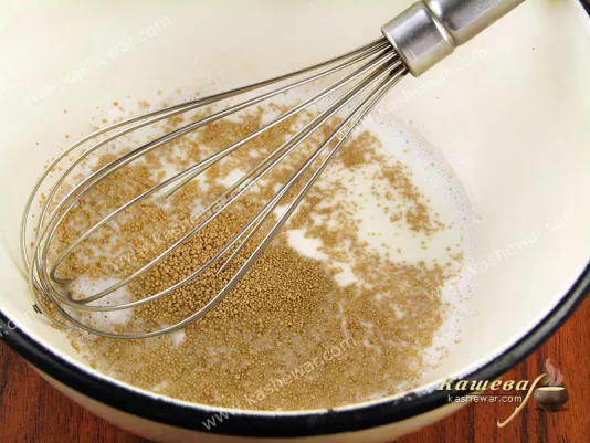 Dissolve yeast in warm milk