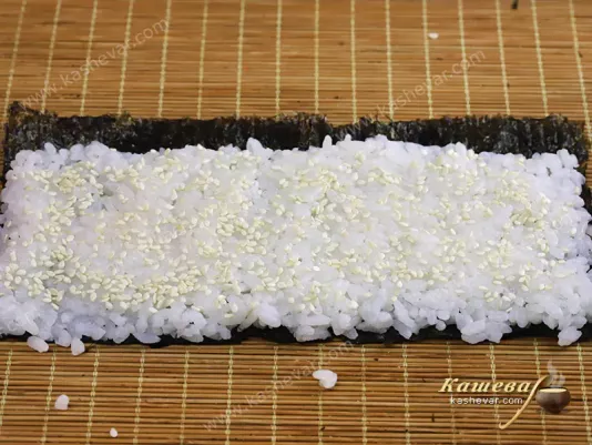 Rice on a sheet of nori